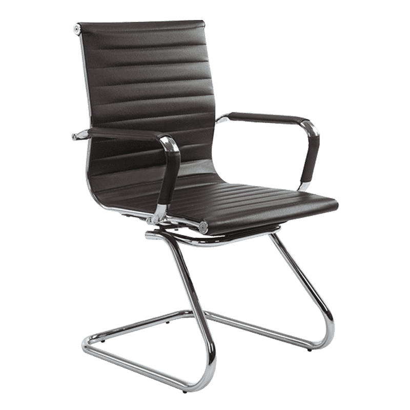 Barna modern középtámlás bőr konferenciaszék (Y-1846C)