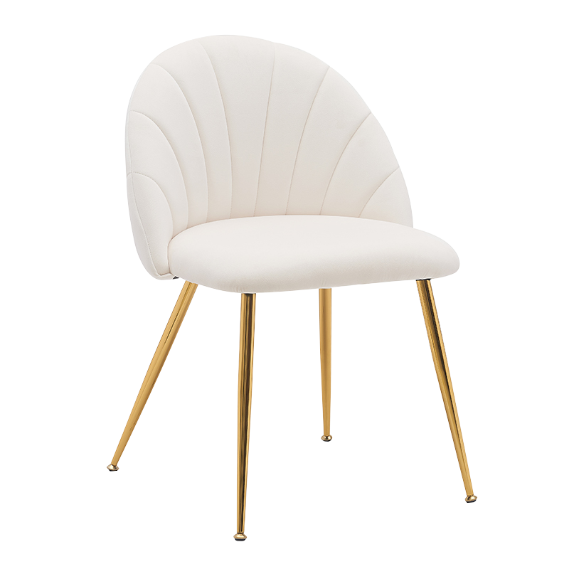 Fehér bársony alacsony háttámlájú, fa díszítésű étkezőszékek (Y-C28)