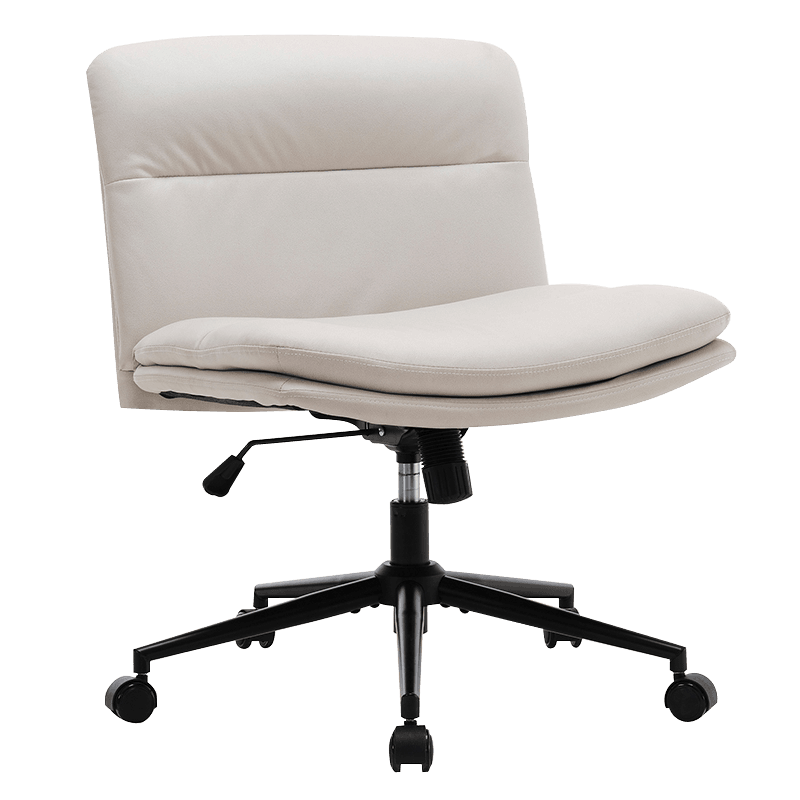 Fehér, széles, keresztezett lábú, kar nélküli otthoni irodai szék (Y-C56)