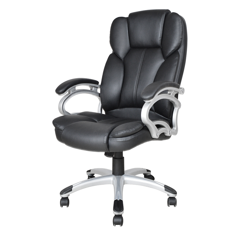 Fekete magas háttámlájú, fix párnás kartámasz vezetői irodai ülés (Y-2825)