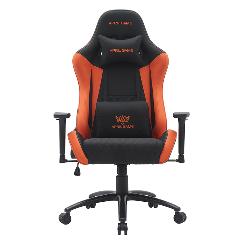 Narancssárga modern forgó játékszék állítható 3D karfákkal (T-7122)