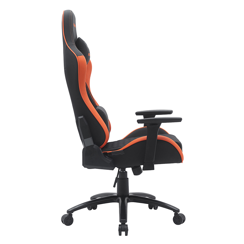 Narancssárga modern forgó játékszék állítható 3D karfákkal (T-7122)