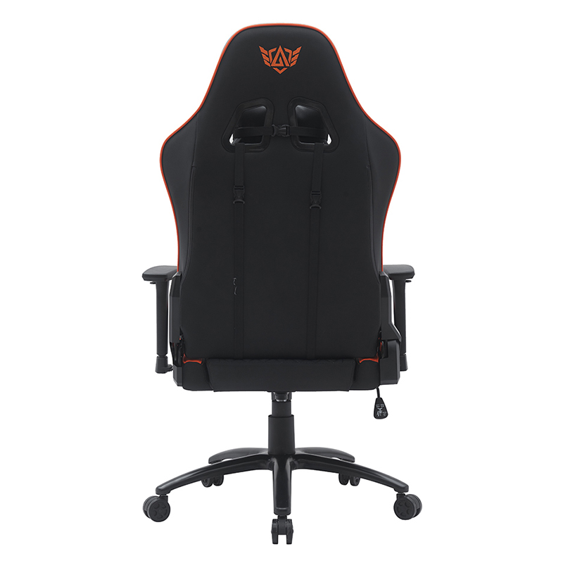 Narancssárga modern forgó játékszék állítható 3D karfákkal (T-7122)