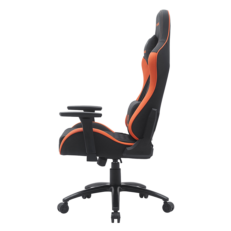 Narancssárga modern forgó játékszék állítható 3D karfákkal (T-7122)