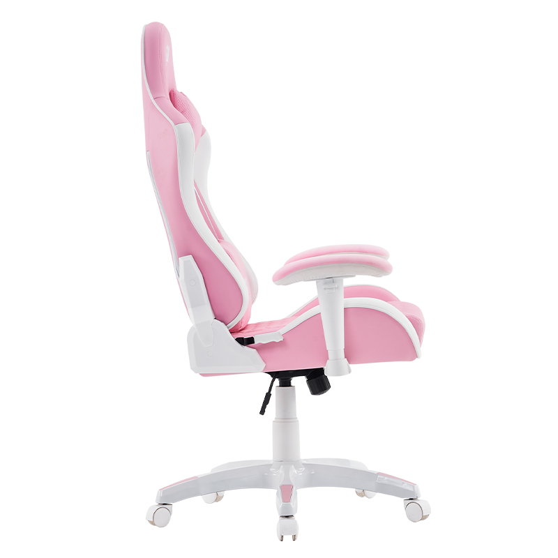 Rózsaszín modern forgó játékszék állítható 3D karfákkal (T-7122)