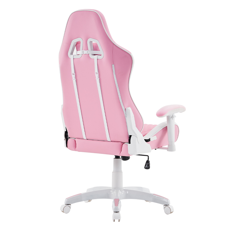 Rózsaszín modern forgó játékszék állítható 3D karfákkal (T-7122)