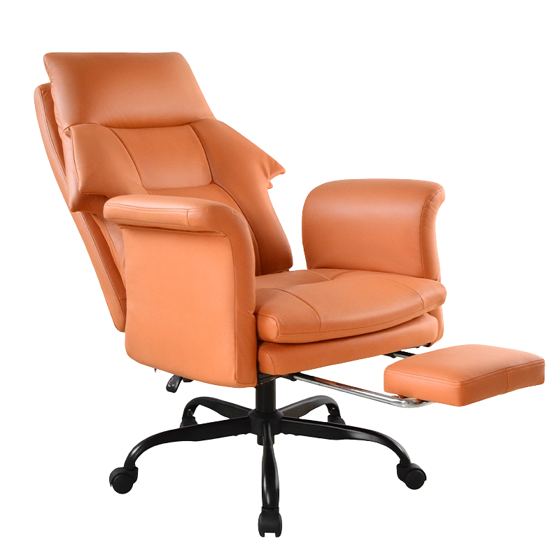 Magas háttámlával, kifelé billenthető párnás kartámasz Boss irodai szék lábtartóval (M-6145)