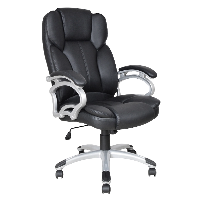 Fekete magas háttámlájú, fix párnás kartámasz vezetői irodai ülés (Y-2825)