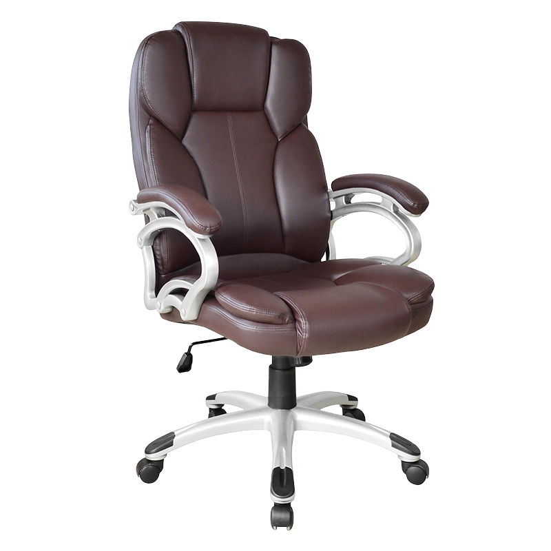 Barna, magas háttámlájú, fix párnás kartámasz vezetői irodai ülés (Y-2825)