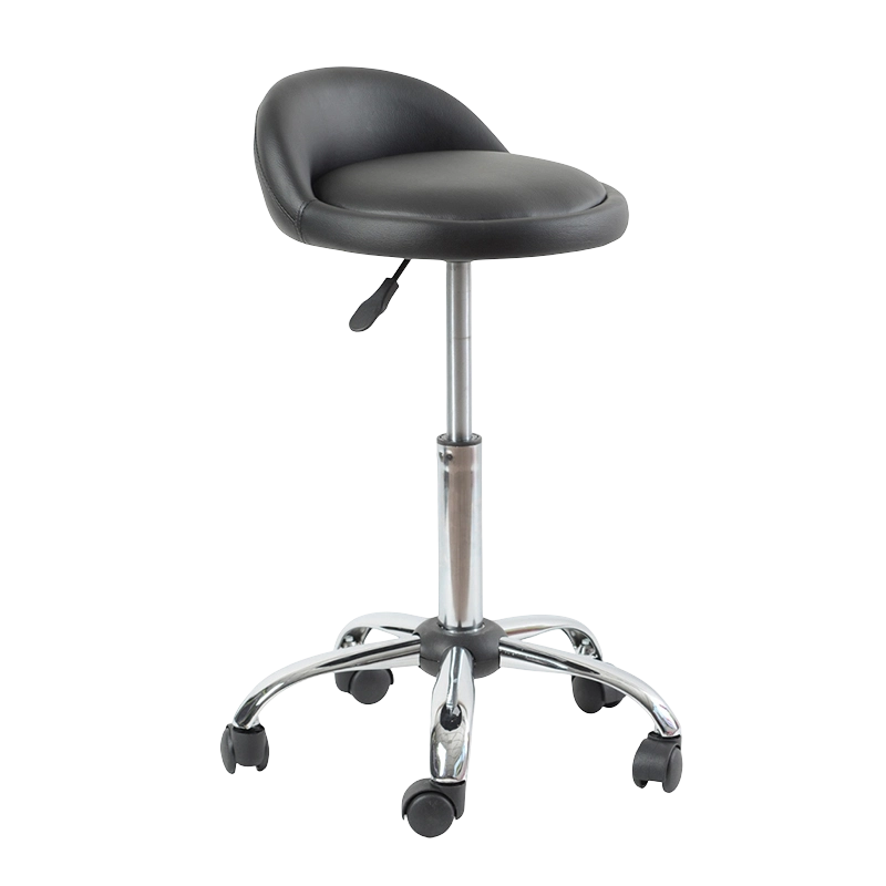 Fekete PU alacsony háttámla kereküléses, forgatható emelő bárszék kerekekkel (GY-1021A)