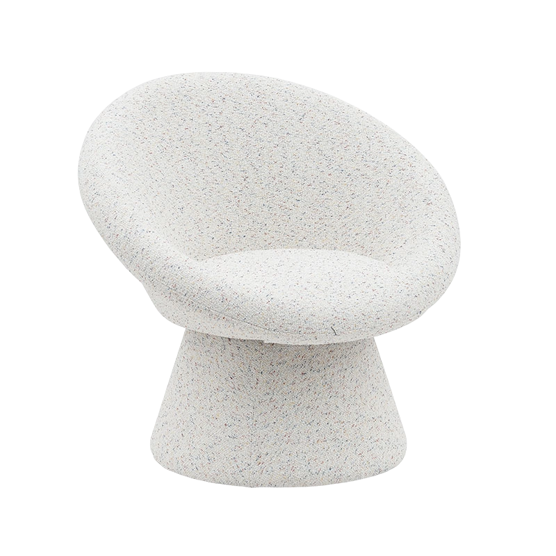 Nordic White Fabric Lazy Round Shape nappali szék egyszemélyes kanapé Accent nyugágyak háttámlával (GY-645)